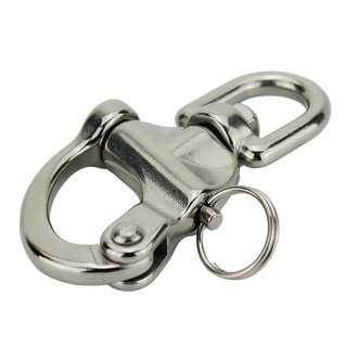 Snap shackle with swivel eye made of polished stainless steel L 68 mm A4