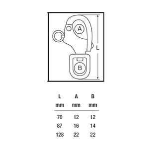 Snap shackle with swivel eye made of polished stainless steel L 87 mm A4