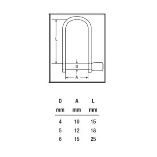 Flat shackle with collar made of stainless steel V4A D 6 mm A4