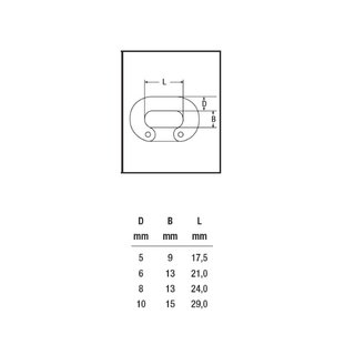 Emergency chain link for riveting in stainless steel V4A D 5 mm A4 - V4A