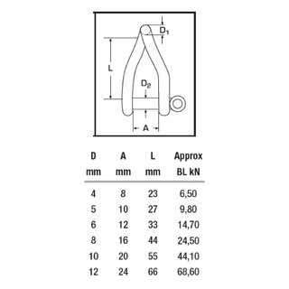 Shackle twisted form made of stainless steel V4A D 6 mm A4