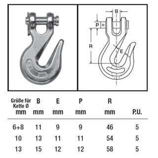 Chain hook self-clamping made of stainless steel V4A D 6 A4 - V4A