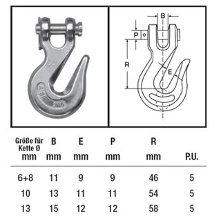 Chain hook self-clamping made of stainless steel V4A D 10 A4 - V4A