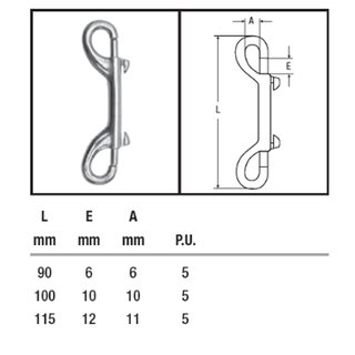 Double carabiner stainless steel V4A L 120 mm A4