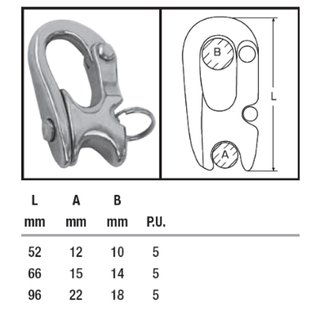 Bulkhead and halyard shackles made of stainless steel V4A L 66 mm A4
