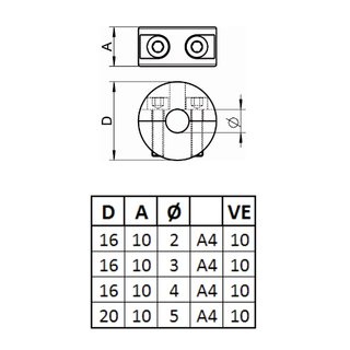 Wire rope clamping ring 2-piece stainless steel V4A D= 4 mm A4