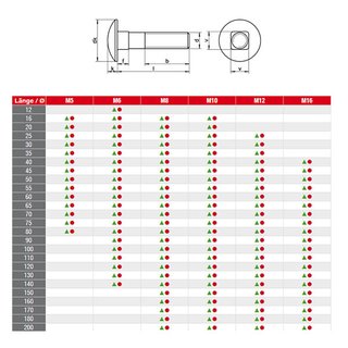 Flat round head screws with square collar DIN 603 A2 V2A M5X25 stainless steel - Stainless steel screw