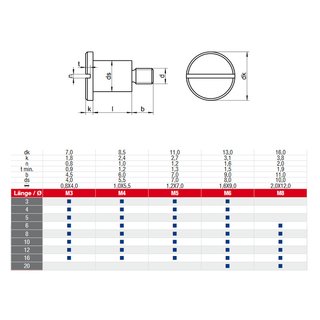 Flat head screw with slot and collar DIN 923 V2A A2 M3X10 stainless steel - stainless steel screw