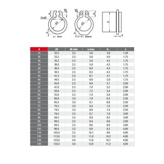 Retaining rings for shafts stainless steel 35 mm DIN471 V2A A2 - seeger rings snap rings grooved rings stainless steel rings metal rings