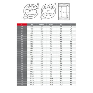 Retaining rings for holes stainless steel 39 mm DIN472 V2A A2 - seeger rings snap rings grooved rings stainless steel rings metal rings