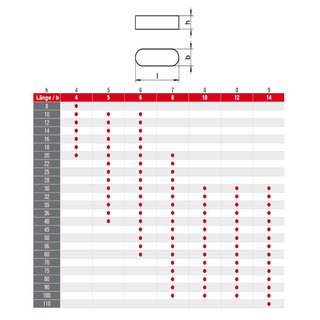 Passfedern Edelstahl DIN6885 V4A A4 4X4X10 - Rundfedern Scheibenfedern