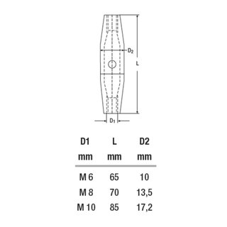 Turnbuckle nuts stainless steel M6 V4A A4 DIN1478 length 65 mm - special nuts clamping nuts metal nuts