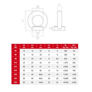 Ring nuts cast stainless steel DIN582 V2A A2 M36 - eye nuts stainless steel nuts special nuts round nuts metal nuts lifting nuts stop nuts transport nuts
