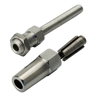 Threaded terminal Stainless steel V4A A4 M8 Steel cable 4 mm (1X19) Screw mounting Self mounting - Screw terminal