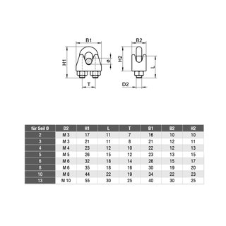 Wire rope clamps stainless steel V4A A4 4 mm - rope clamps metal clamps stainless steel clamps rope fixations