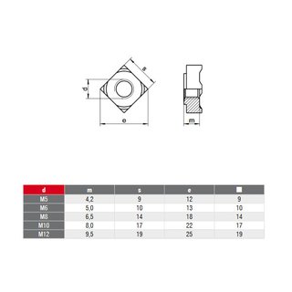 Weld nuts square M6 DIN 928 A4 V4A - square weld nuts Stainless steel nuts Special nuts